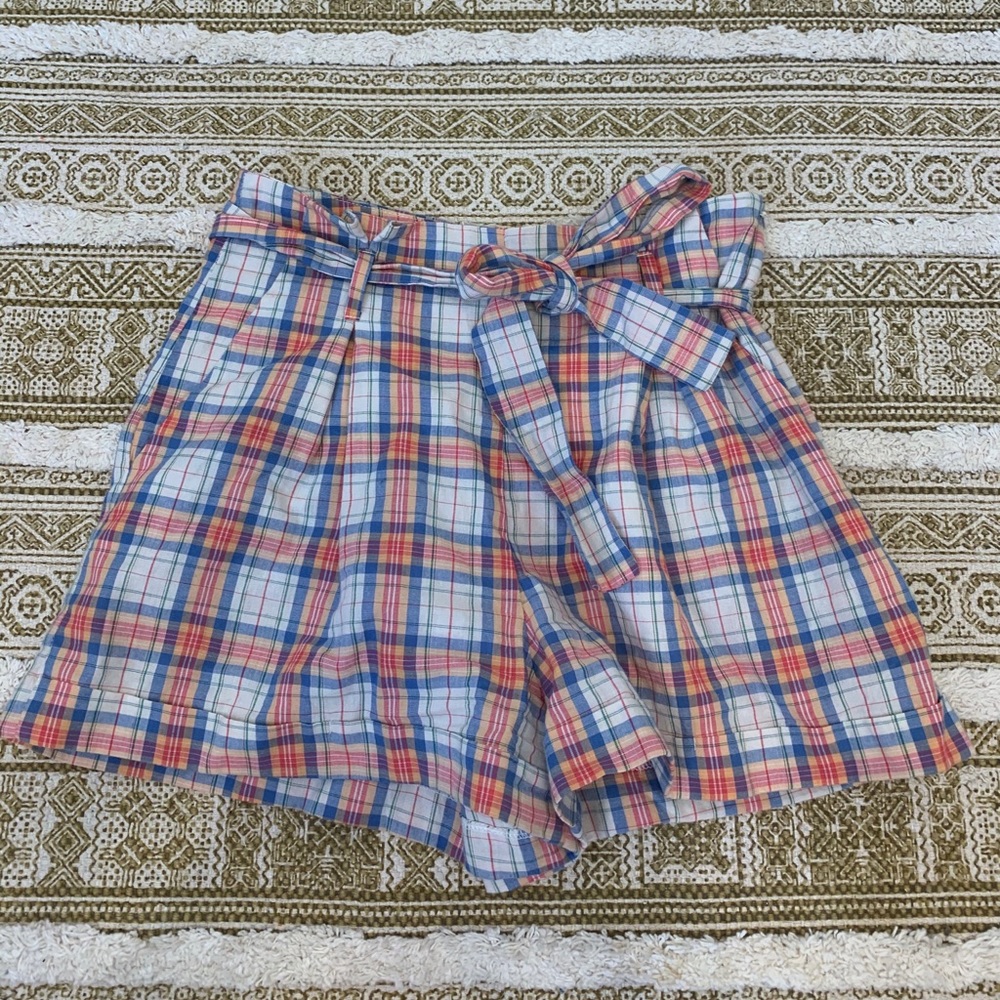 plaid tie shorts